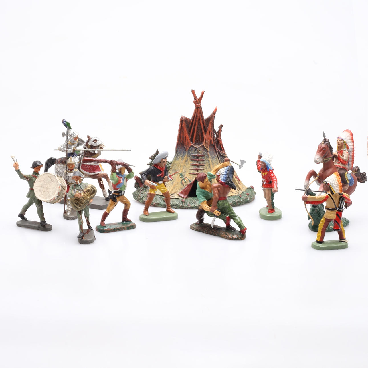 FIGUREN und Zelt, 11 Stück, Elastolin und Leyla.