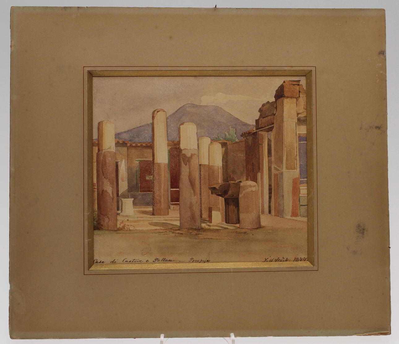 JOSEF MAGNUS STÄCK. Akvarell, Motiv från Pompei. Signerad J.M Stäck och daterad 1844.