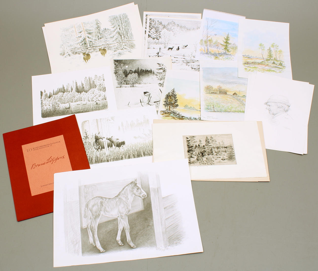 KONSTREPRODUKTIONER, akvareller, grafik, ca 27 st.