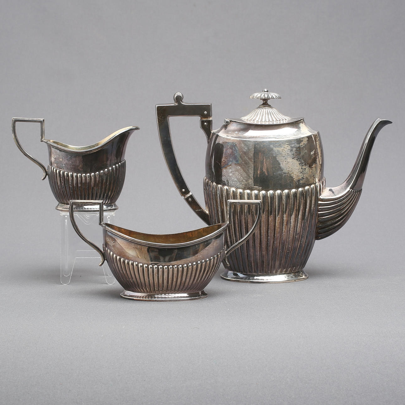 KAFFESERVIS, 3 delar, silver, svenska importstämplar.