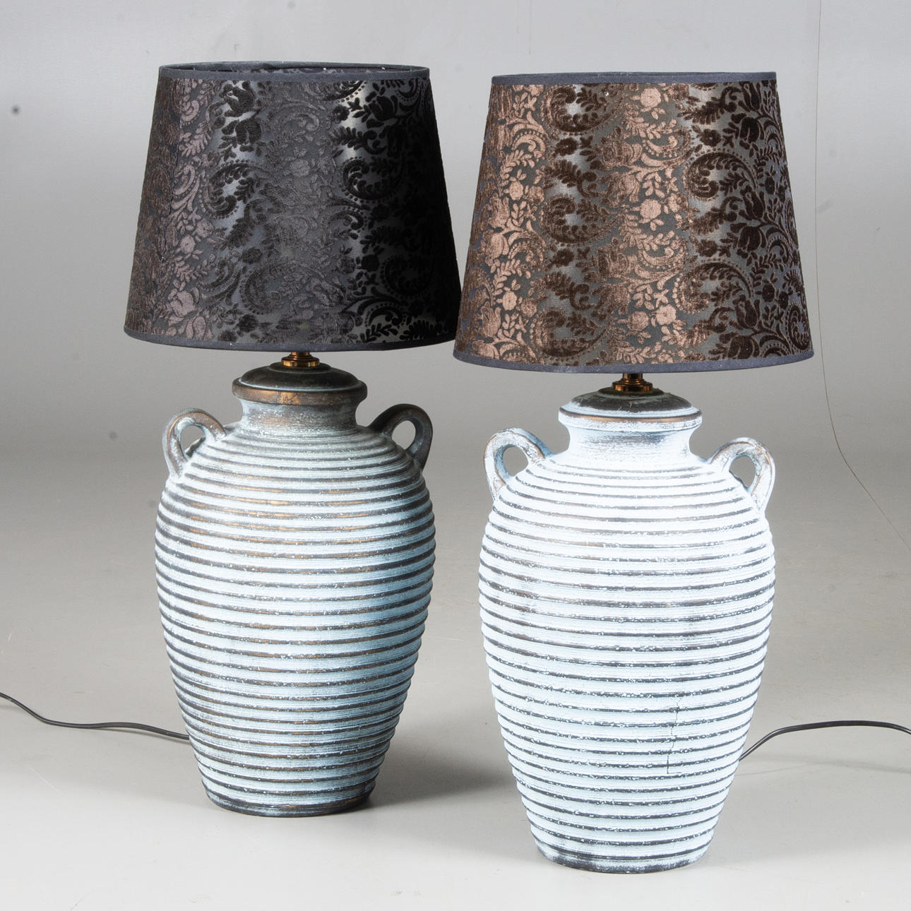 TABLE LAMPS, 1 pair, terracotta, 1900/2000s.