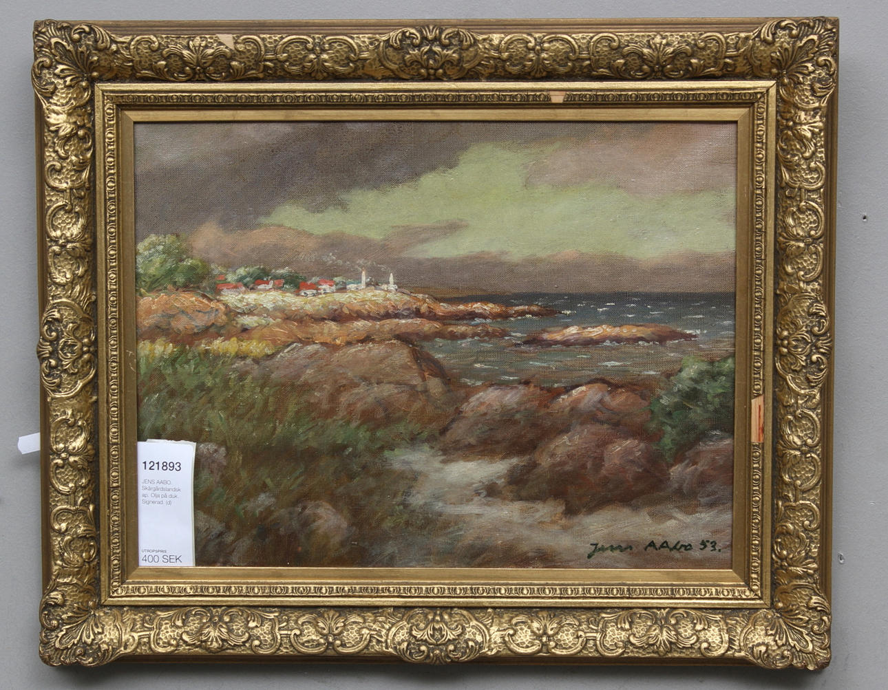 JENS AABO. Skärgårdslandskap. Olja på duk. Signerad.