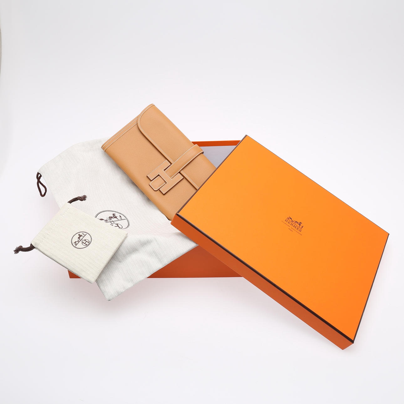 ENVELOPE BAG, HERMÈS, Jige, light brown calfskin.