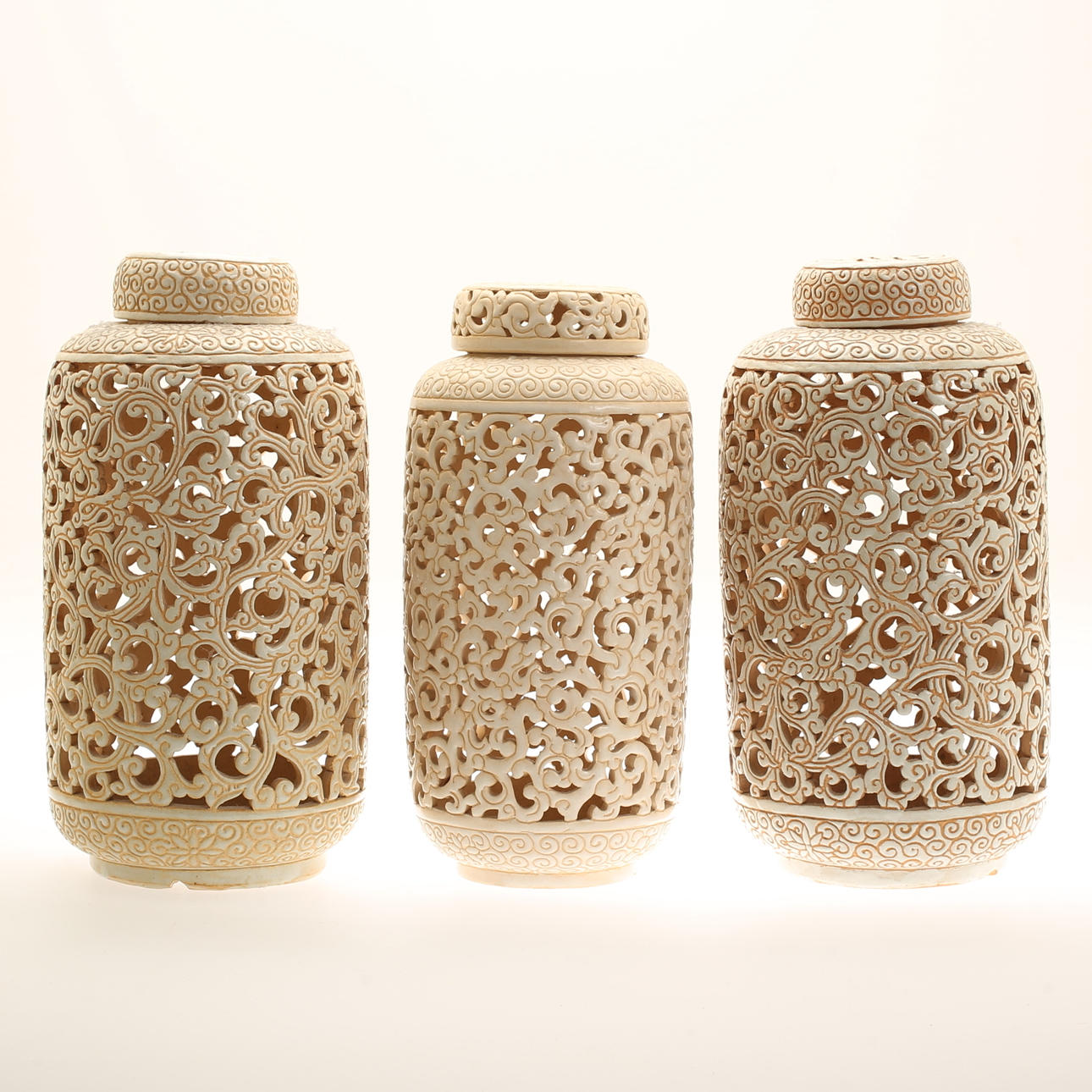 FLOOR URNS with cover, ceramic, oriental.