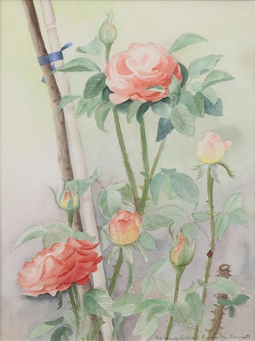 ANNA TEGNÉR. Rosengården, watercolour, signed and dated - 89.