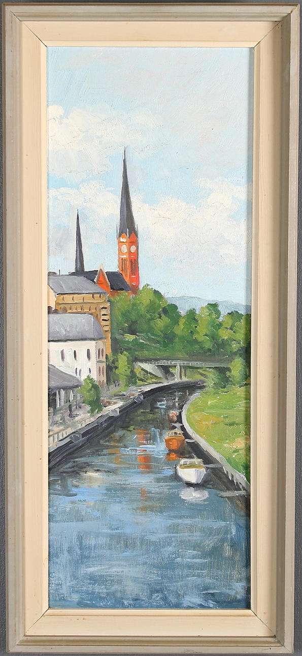 OKÄND KONSTNÄR. Sundsvallsmotiv, olja på duk, 1900-tal.