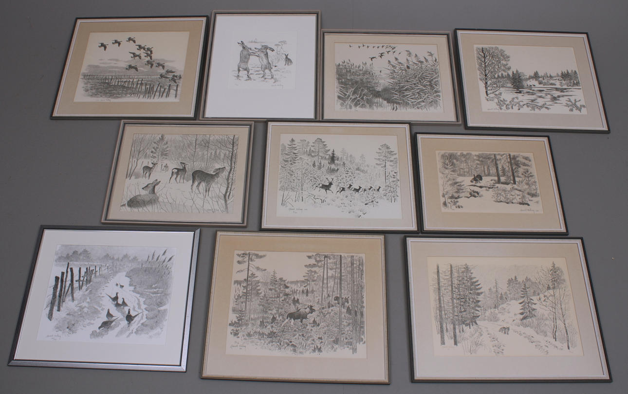 HARALD WIBERG. grafiska blad, signerade, numrerade, 10 st.