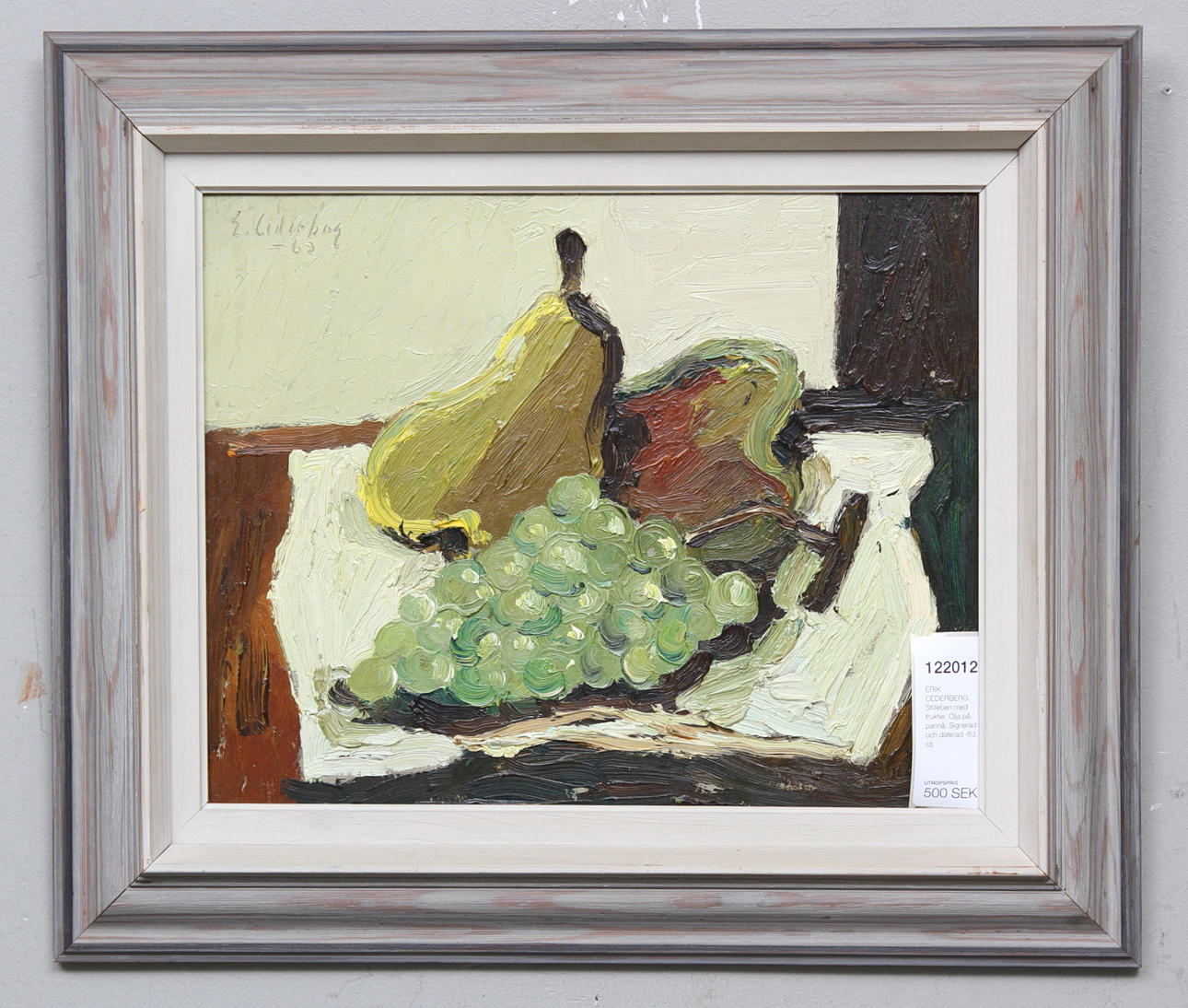 ERIK CEDERBERG. Stilleben med frukter. Olja på pannå. Signerad och daterad -63.