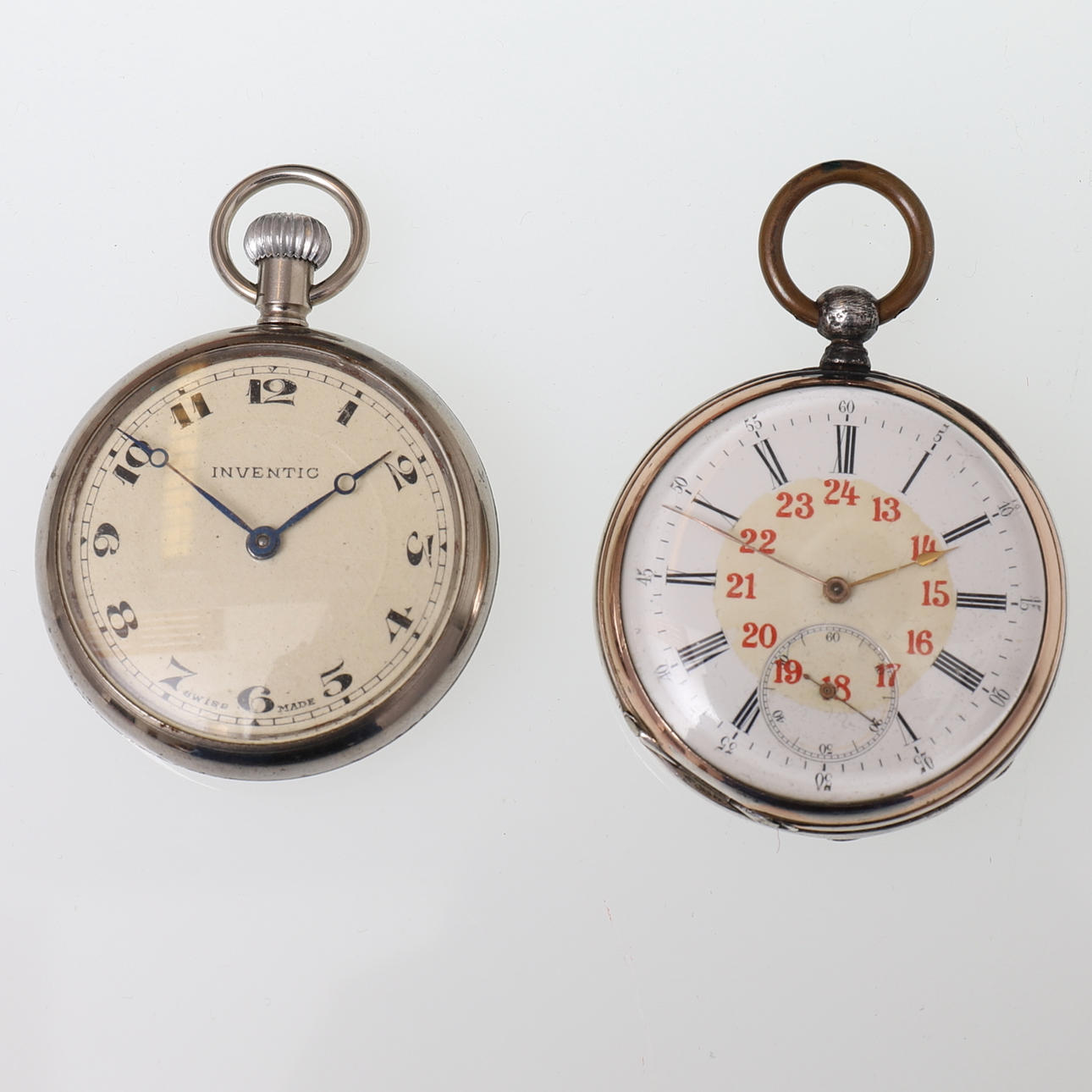 POCKET WATCH, 2 pcs, Spiral Breguet & Inventic.