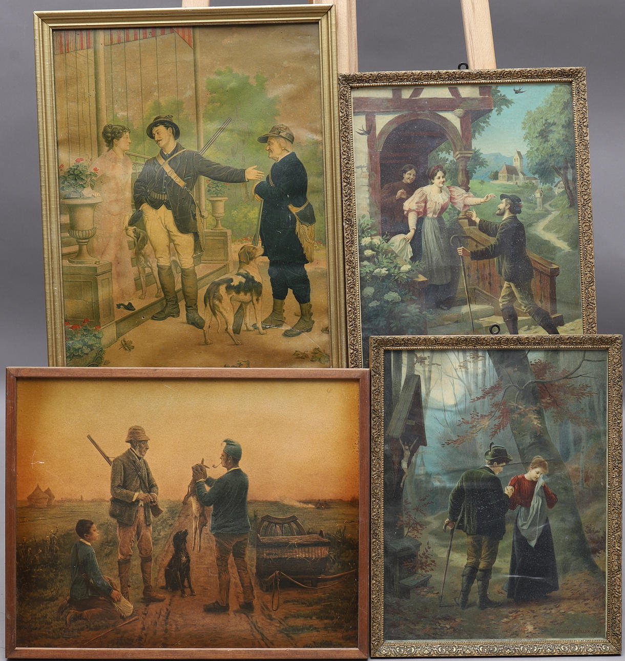 TRYK, 4 styk, inklusive August Düller-Wärth, 18.-19. århundrede.