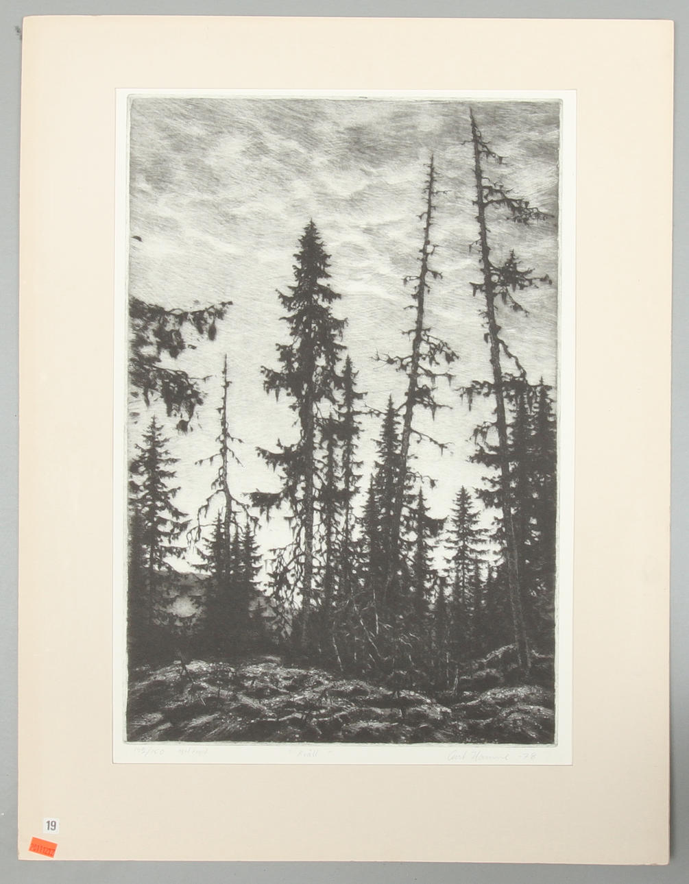 CURT HAMNE. "Motljus", "Kväll" och Genom fönstret", etsningar 3 st., signerade.