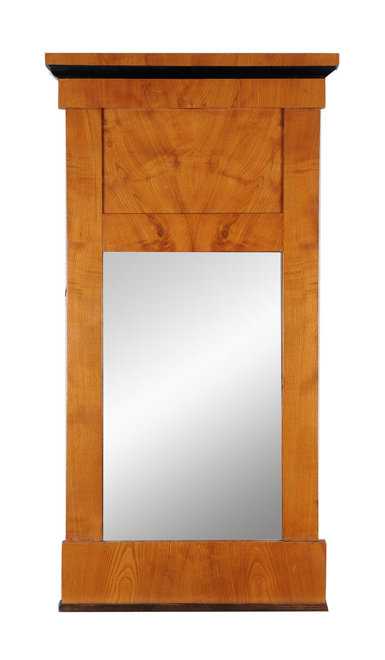 BIEDERMEIER MIRROR. Classic, simple frame, probably ash wood.