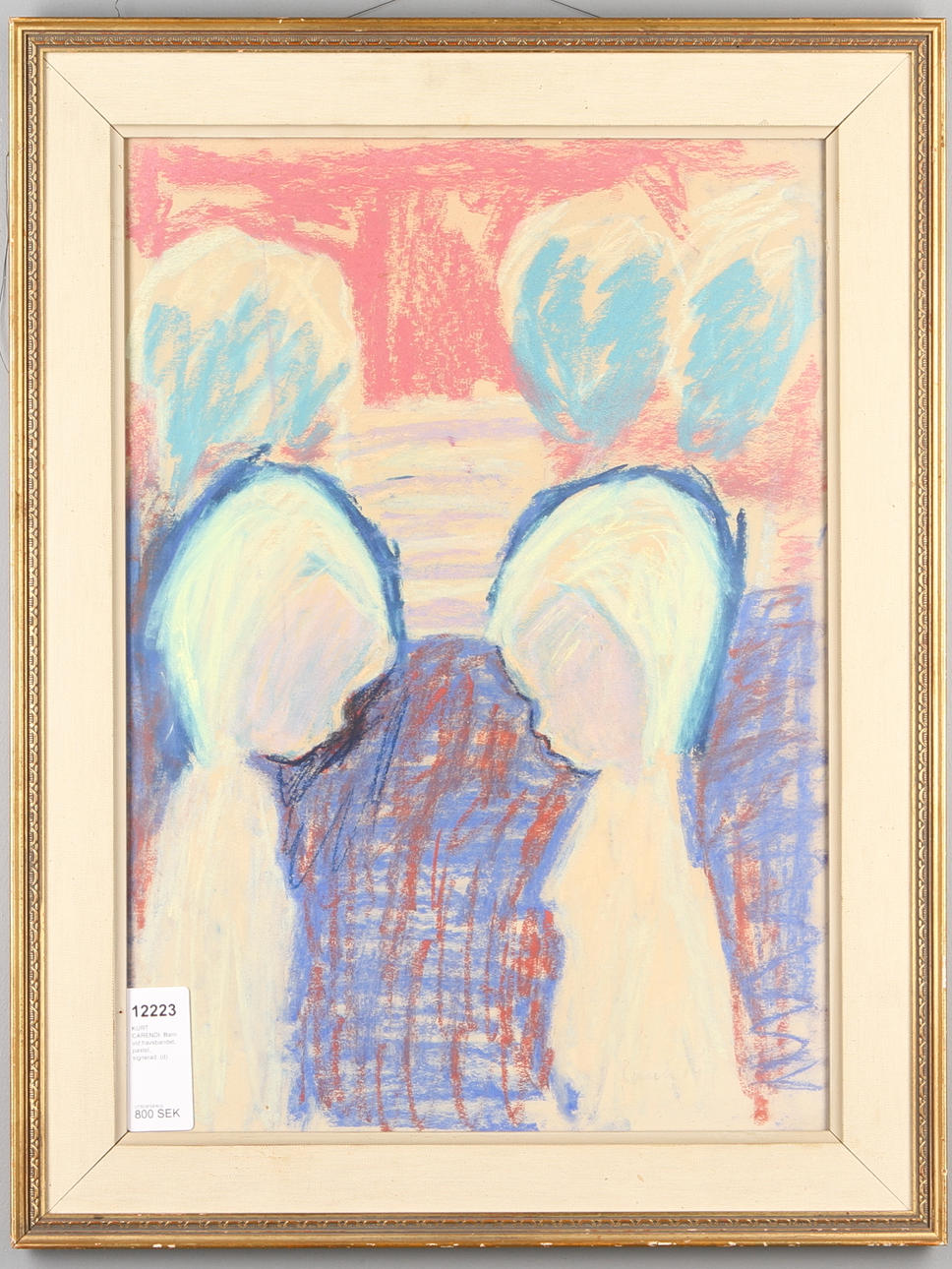 KURT CARENDI. Barn vid havsbandet, pastell, signerad.