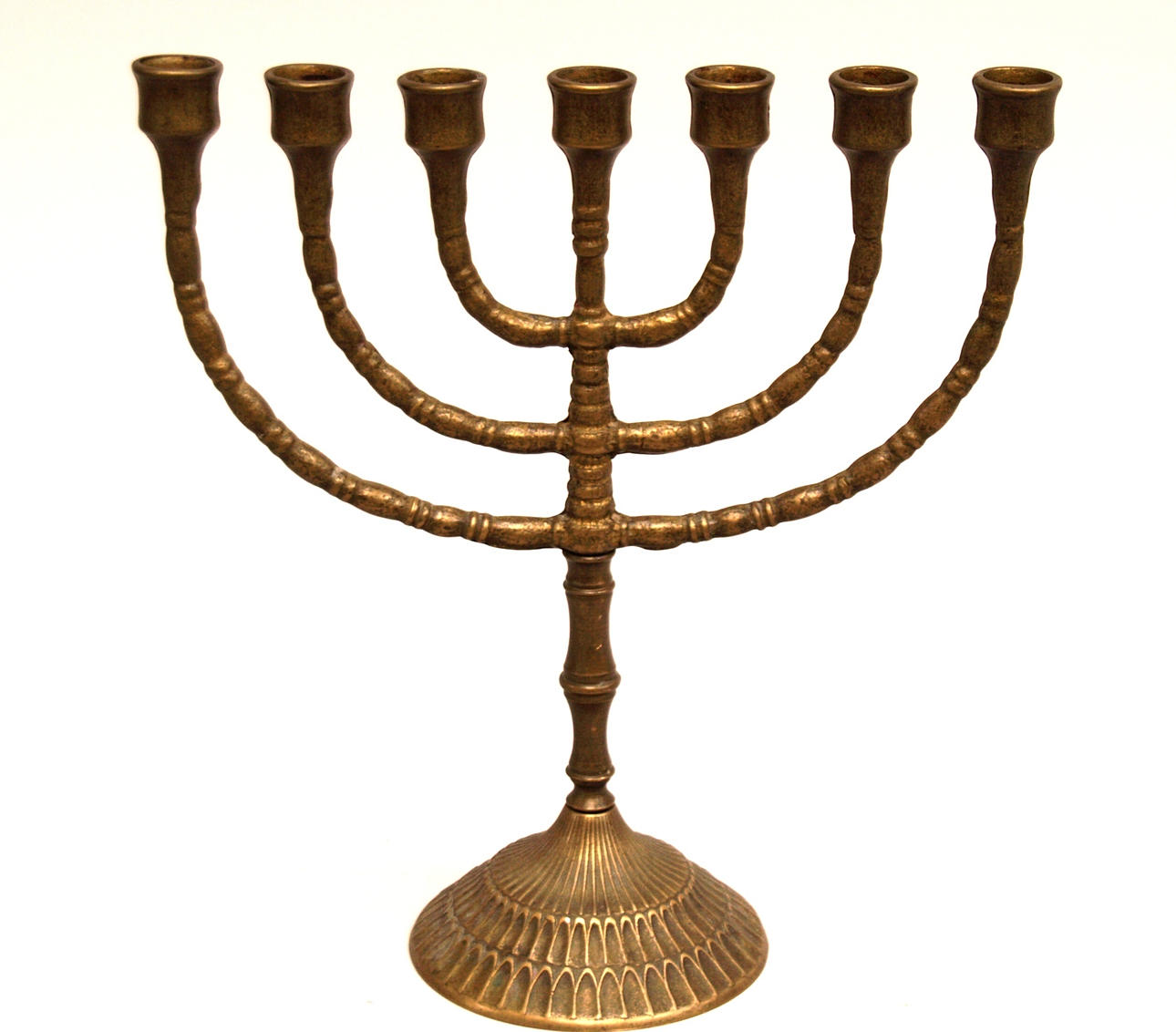 Menora-Leuchter-Messing, 7-flammig, H.: 29cm.