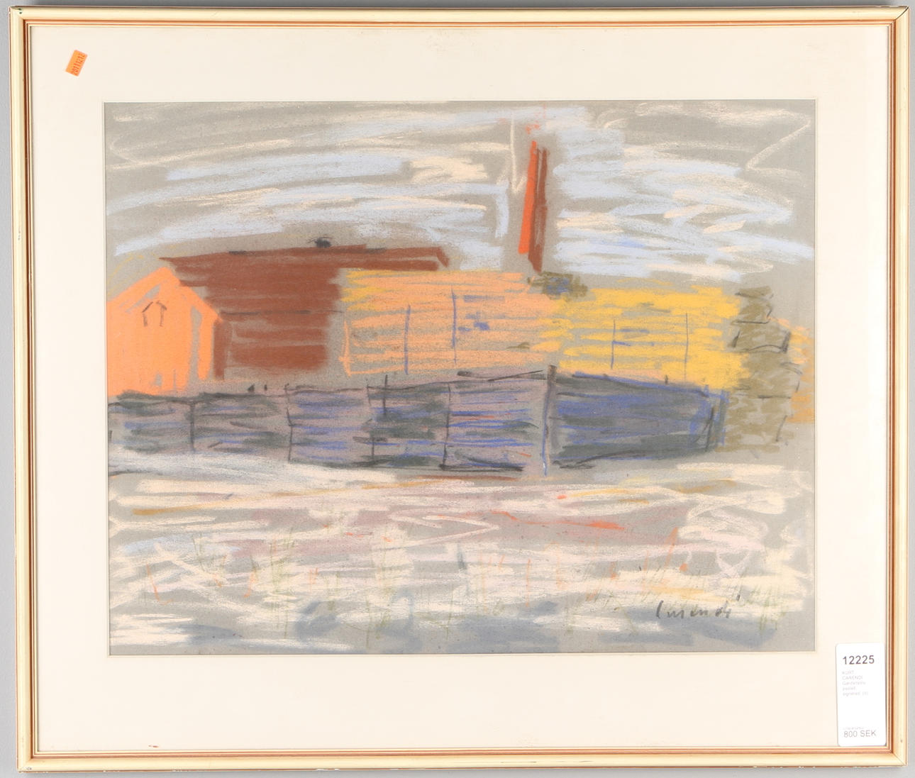 KURT CARENDI. Gårdsmotiv, pastell, signerad.