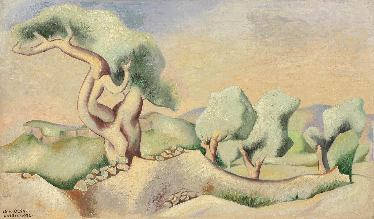 ERIK OLSON (1901-1986). Landskap från Cassis. Olja på duk.