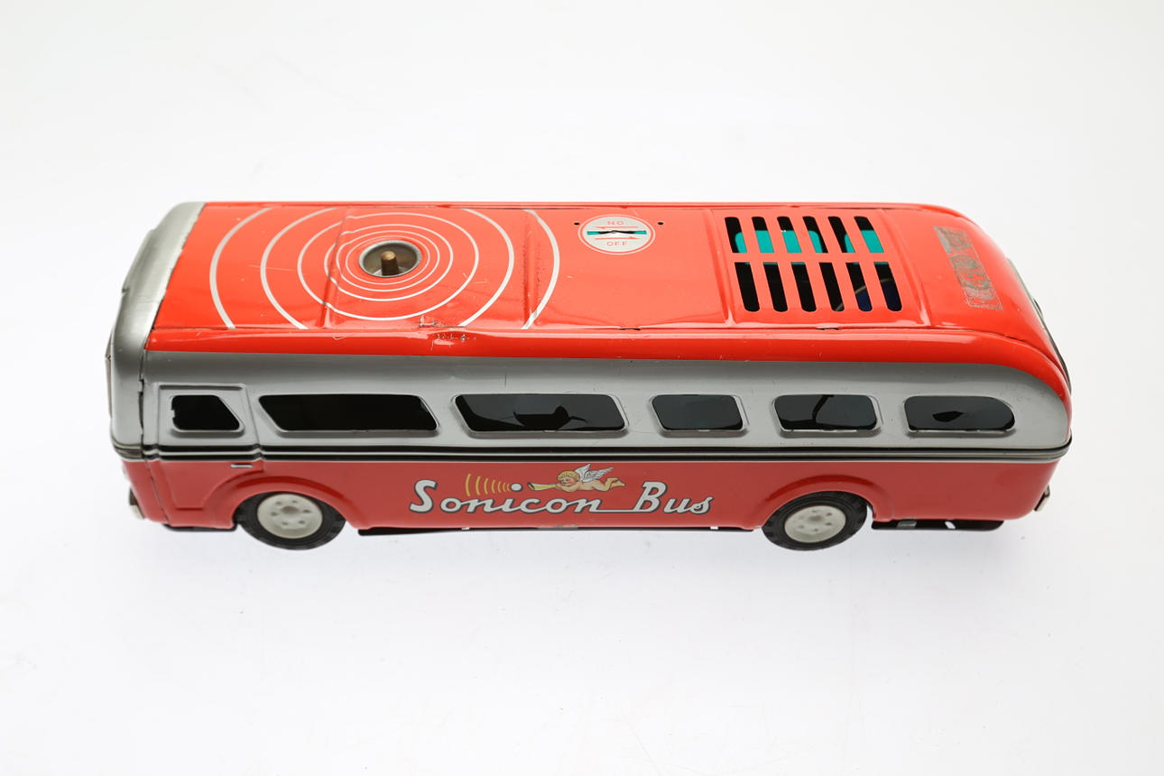 Masudaya Sonicon Bus Red Tin Toy Japanese Vintage Showa Era