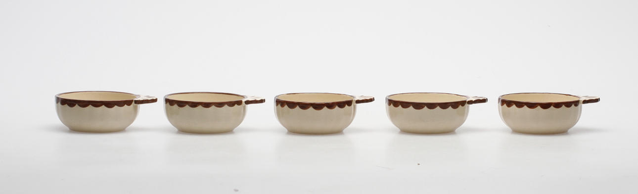 SKÅLAR, 5 st, "Pyro", Wilhelm Kåge, Gustavsberg.