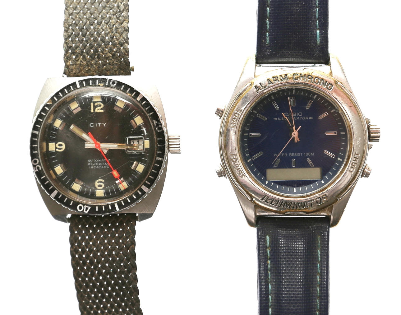 ARMBANDS WATCH 2 pcs, "CITY" and "CASIO" 1900s.