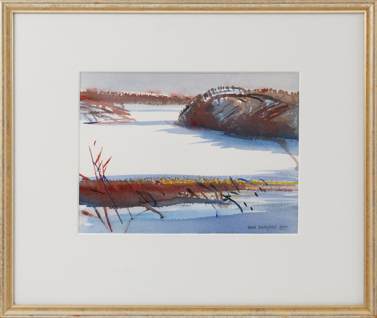 HANS DAHLGREN. "First snow, Delsjön", watercolour, signed.