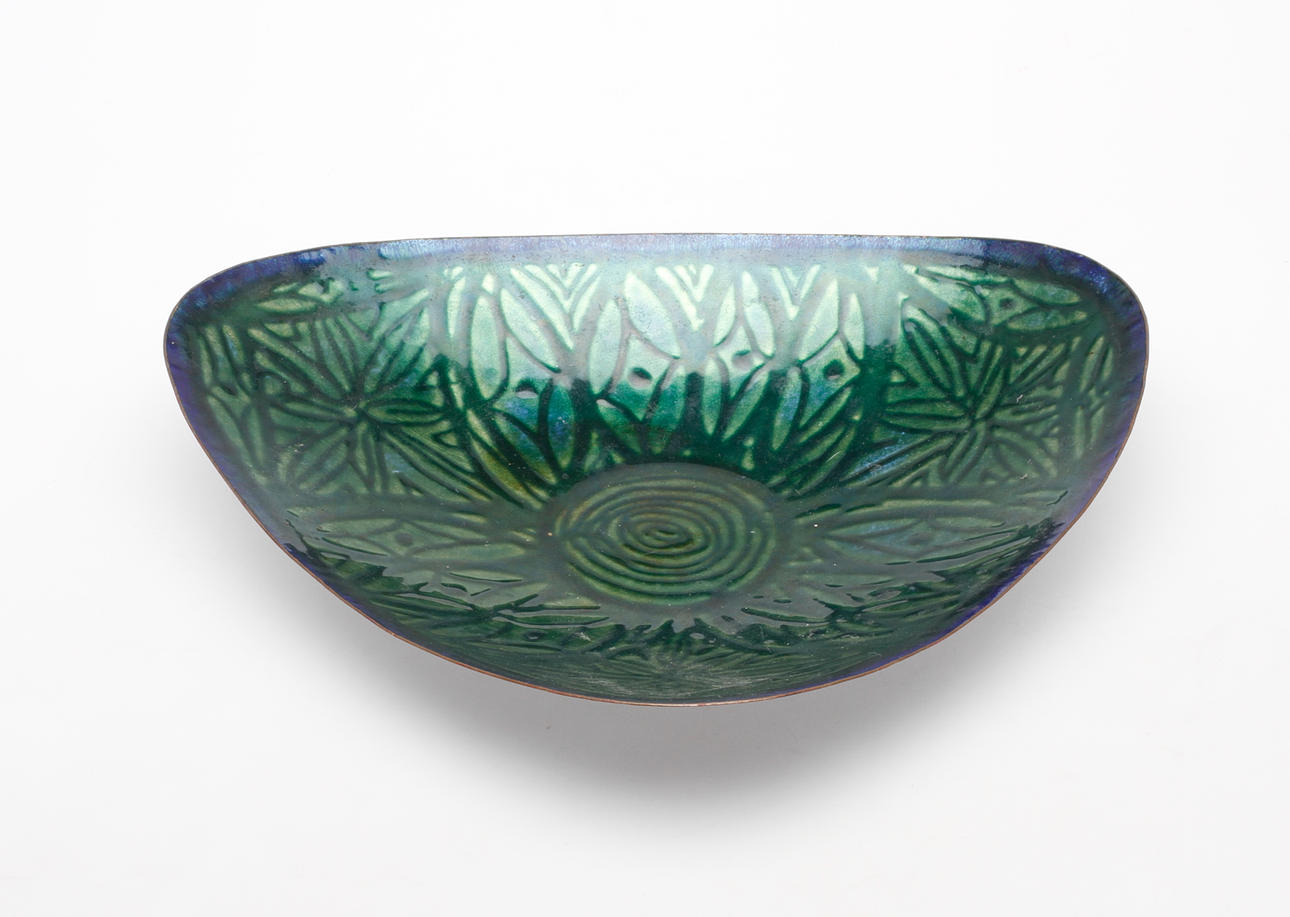 FRUKTFAT, emalj på koppar, möjligtvis Paolo De Poli, Italien, 1950/60-tal.