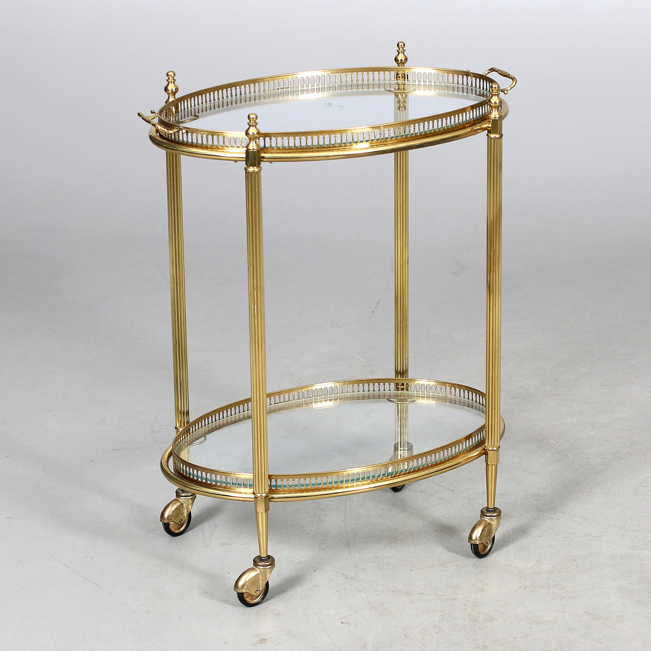 SERVERINGSVAGN, mässing, glas, 1900-talets senare del.