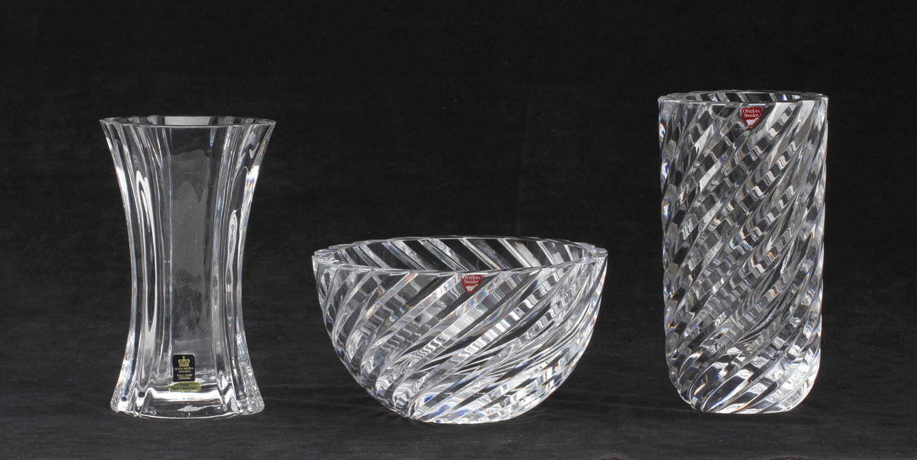 PARTI KRISTALL, 3 delar, Orrefors, Royal krona.