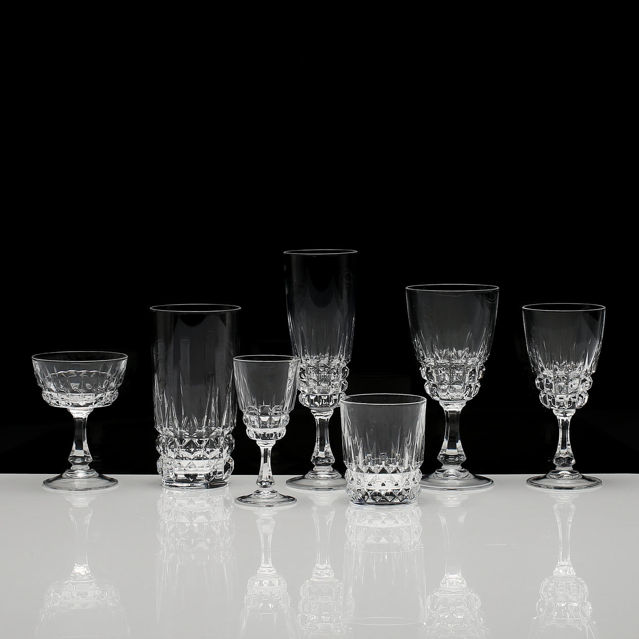 GLAS, 91 dele, "Pompadour", Cristal d'arques, Frankrig.