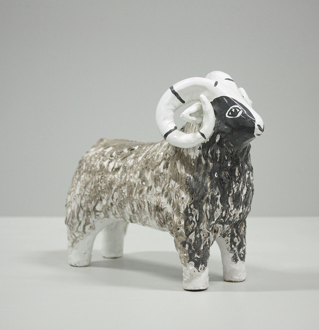 SCULPTURE, ram, earthenware, Juno Norrby, signed.