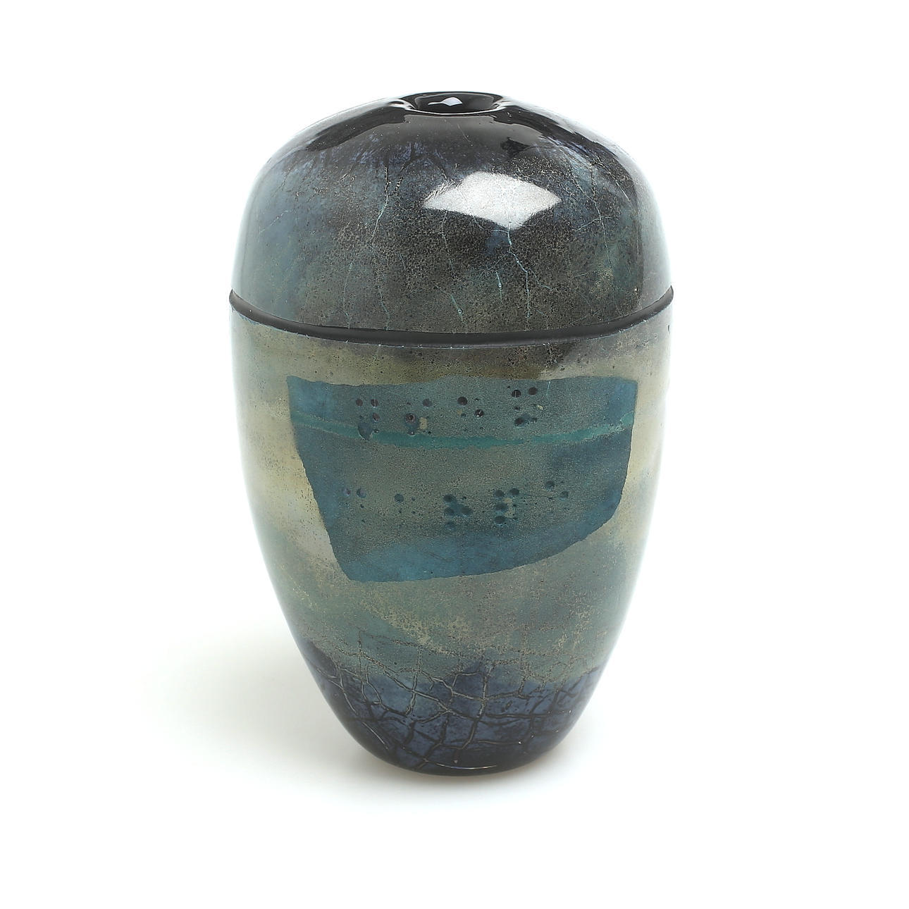 PASCAL LEMOINE. vase, glass, signed.