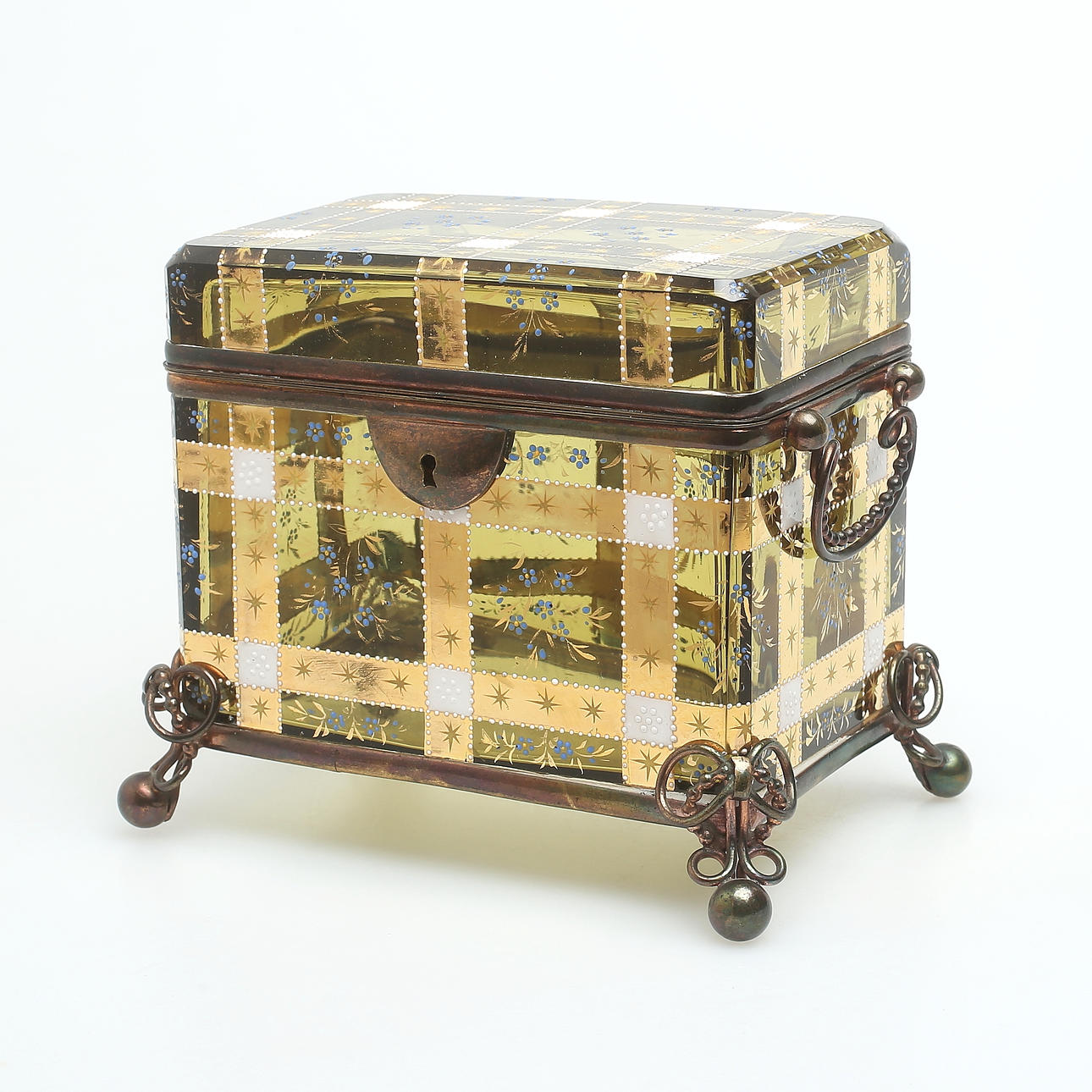 DOSE, Glas mit Emailmalerei, 19. Jahrhundert.