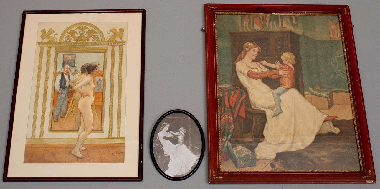 TRYCK, 3 st, Carl Larsson, "Rida rida ranka".