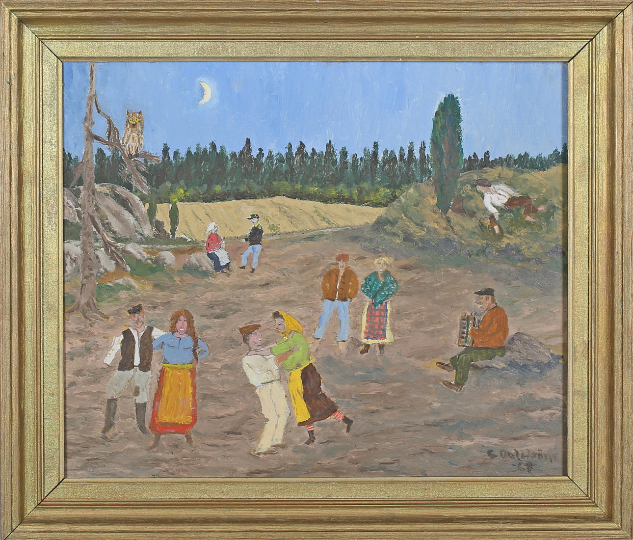 G DALSTRÖM. Oljemålning på pannå, signerad G Dalström.