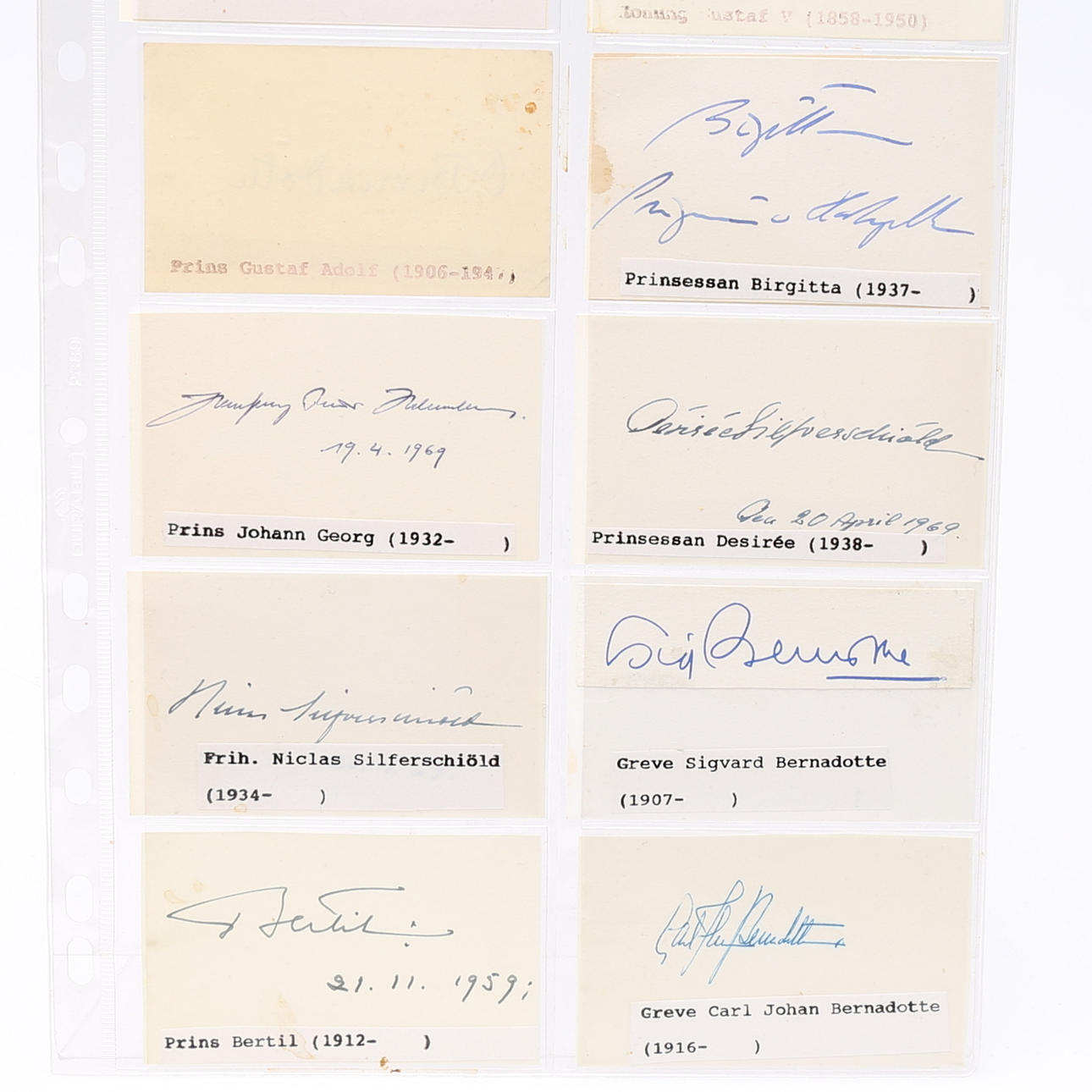 AUTOGRAPH. 20 Swedish royals.