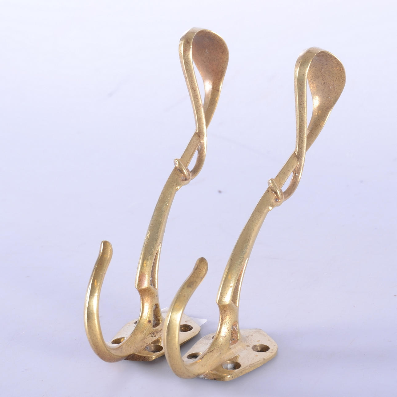 WALL HOOKS, 1 pair, Art Nouveau, brass, 18/1900s.
