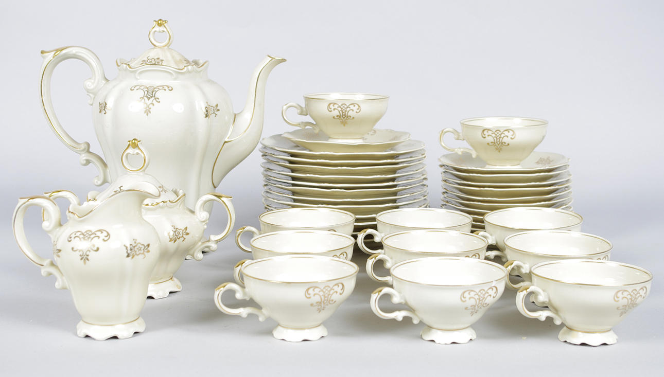 KAFFESERVIS med förgylld dekor, Heinrich Bavaria.