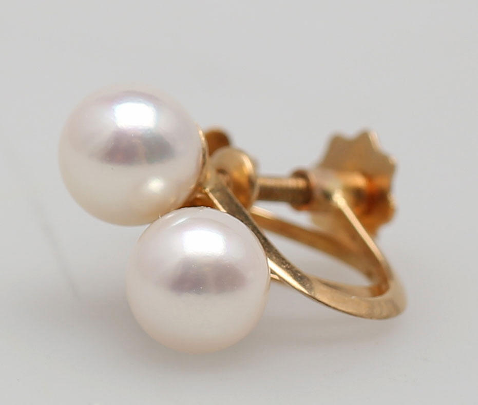 PÄRLÖRHÄNGEN, ett par, rödguld, 18K.