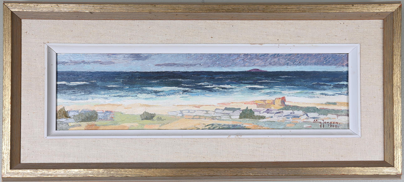 STIG JONZON. OLJA på pannå, "Stranden Jordhamn, Öland".