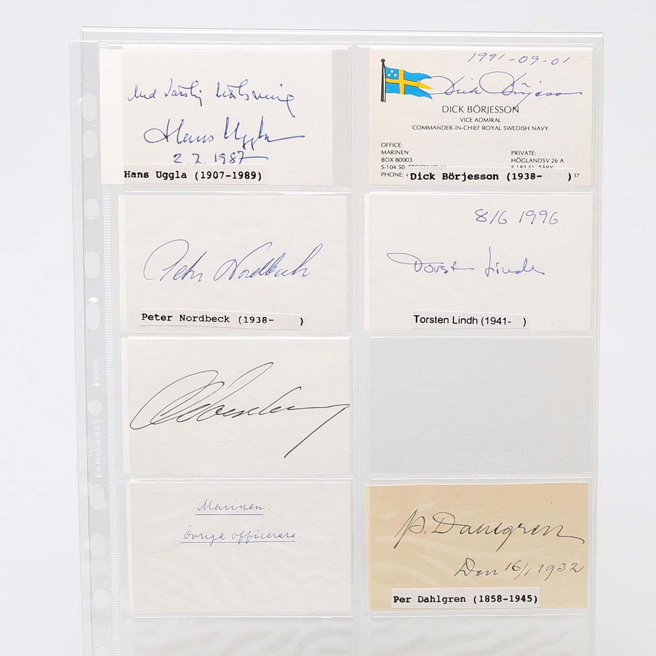 AUTOGRAPH. 26 ADMIRALS IN THE SWEDISH NAVY.
