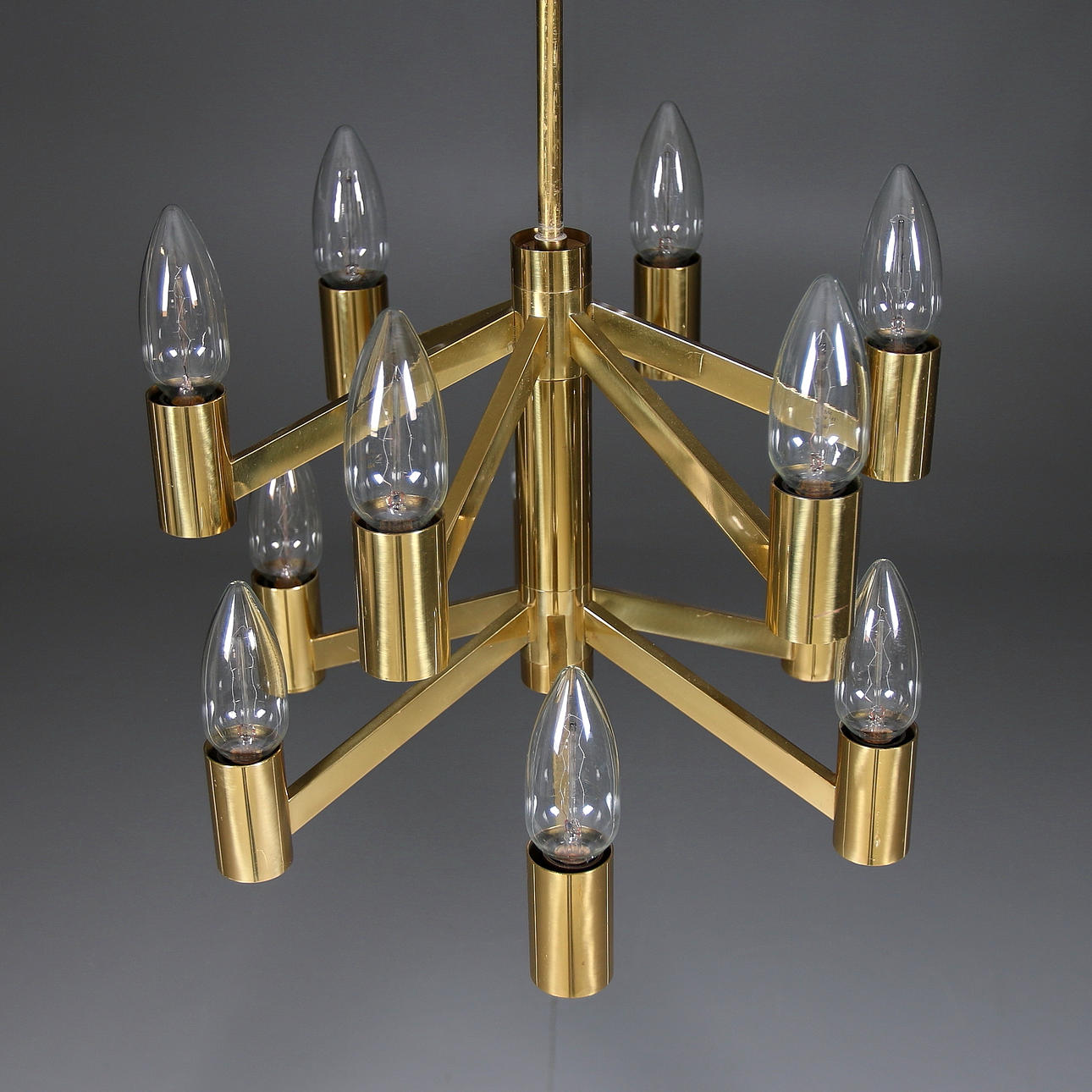 TAKLAMPA, mässing, "Lystral", Axel Annell AB. 1950/60-tal.