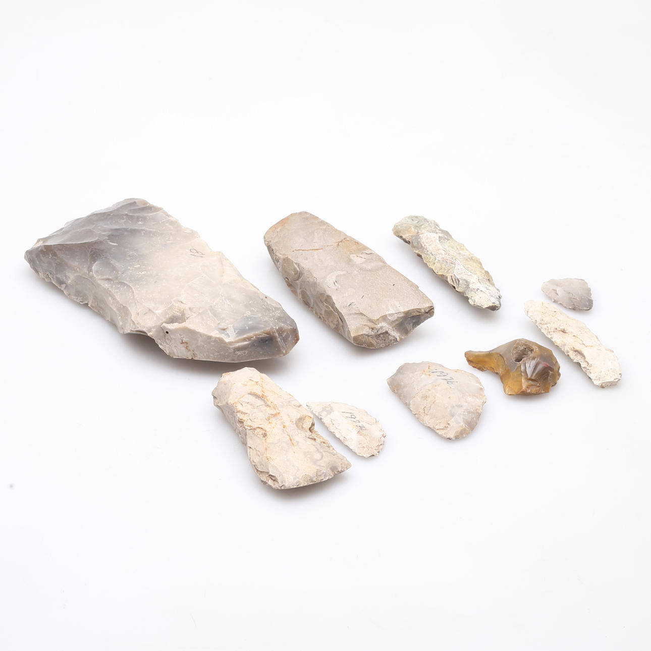 STONE AGE OBJECTS, 9 pcs, Late Stone Age.