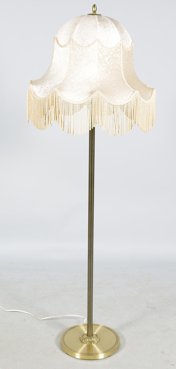 GOLVLAMPA, 2-armad, mässing, sent 1900-tal.