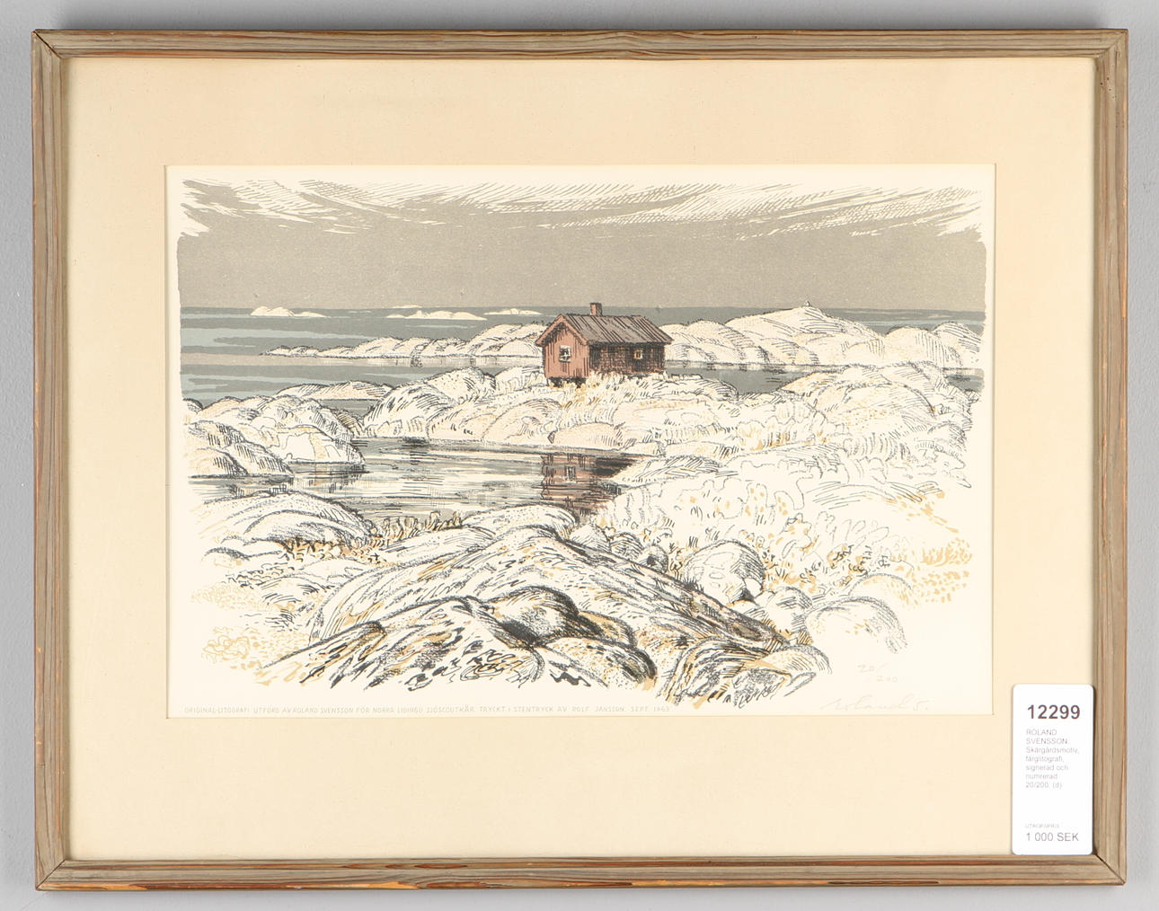 ROLAND SVENSSON. Skärgårdsmotiv, färglitografi, signerad och numrerad 20/200.