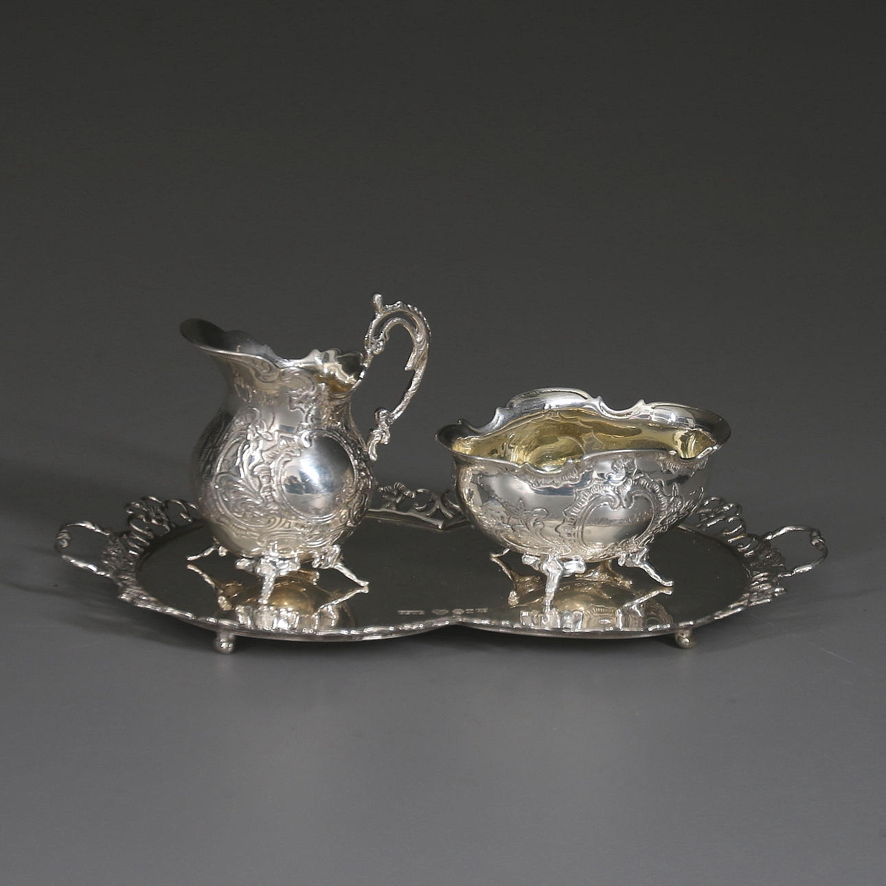 SERVISDELAR, 3 st, silver, Gewe Silvervarufabriken, Malmö, 1946, vikt 325 g.