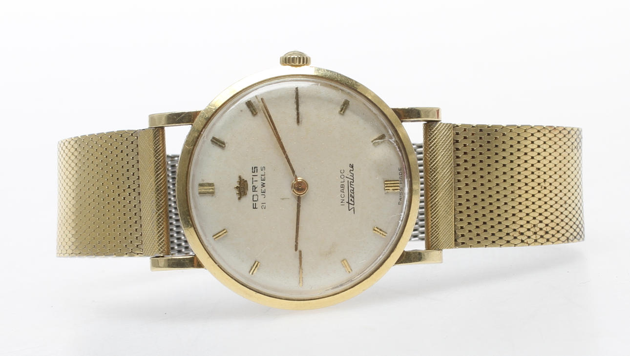 HERRARMBANDSUR, Fortis, Streamline, 18 k guld.