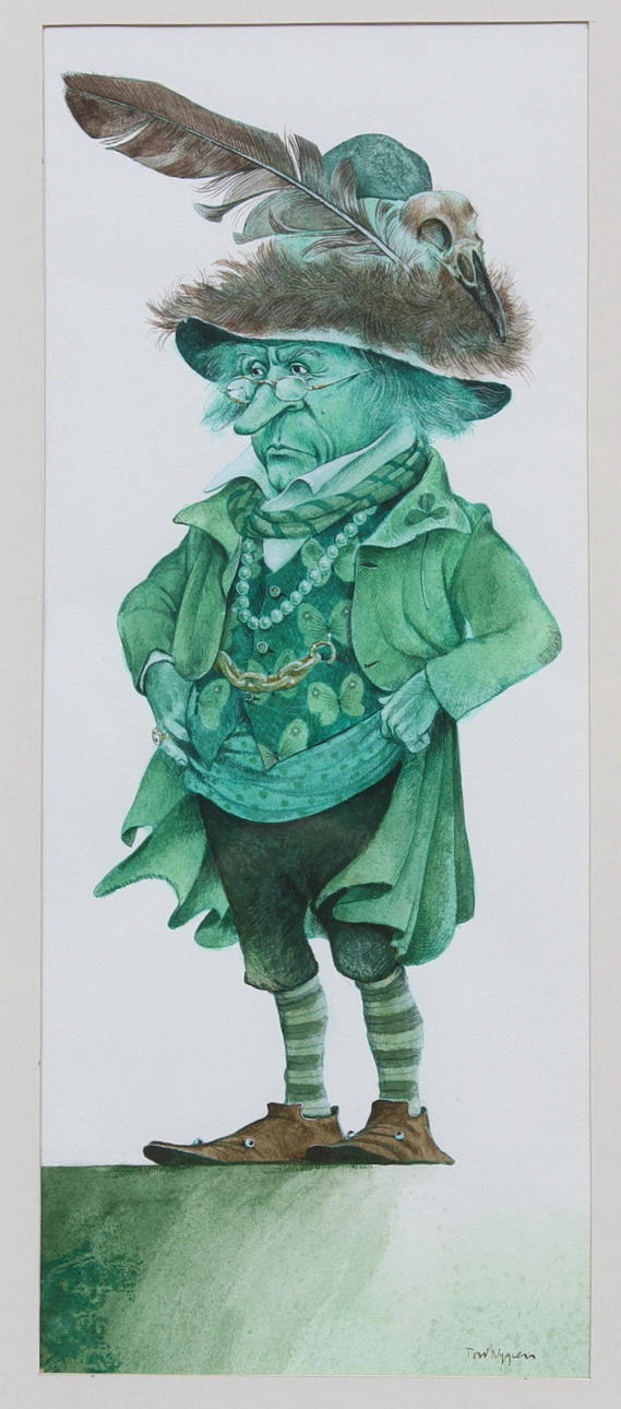 TORD NYGREN. "Grön gubbe". Blandteknik. Signerad.