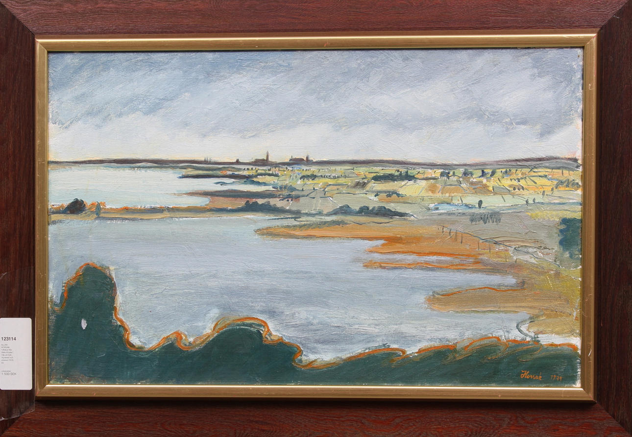 ALLAN HORSAK. "Utblick från Vreta Kloster". Olja på duk. Signerad och daterad 1979.