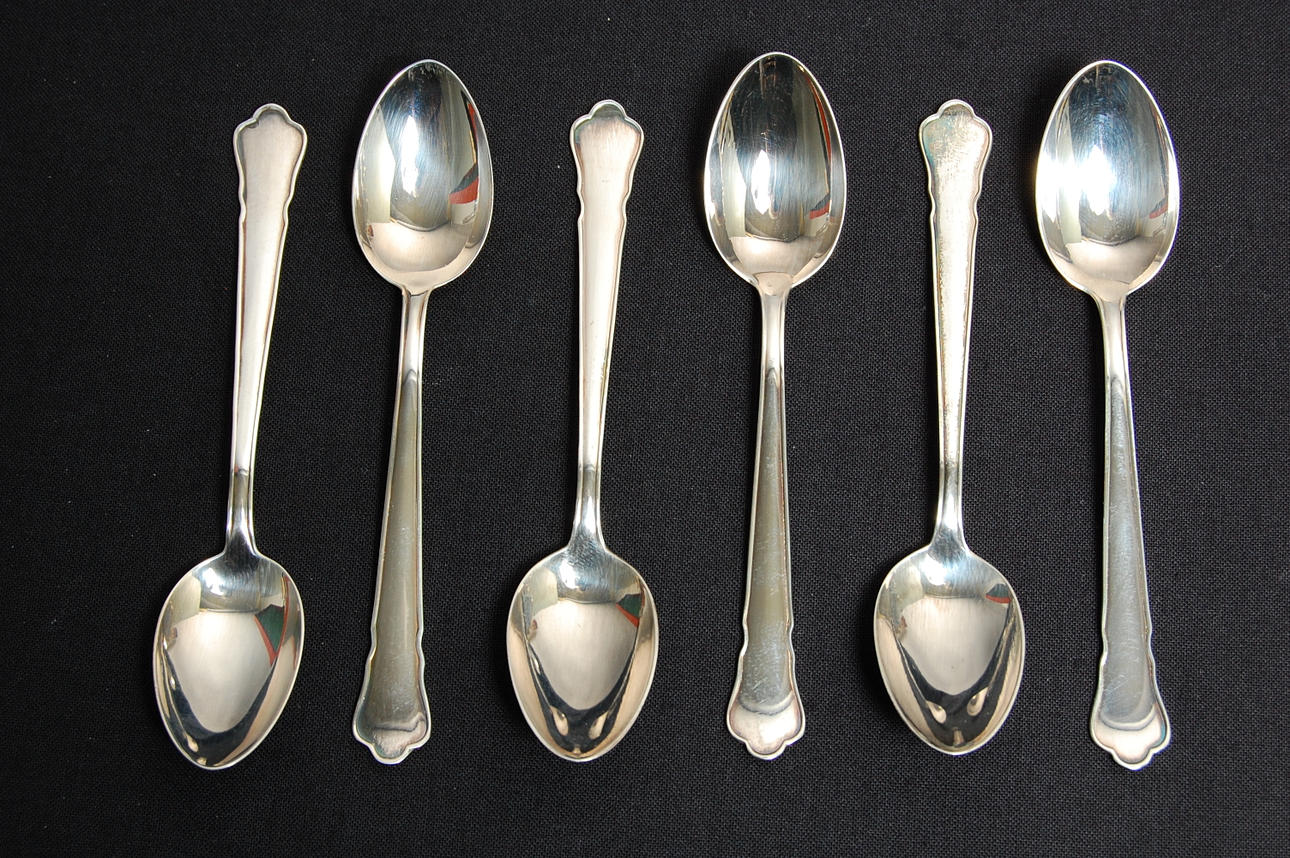 TESKEDAR, 6 st, Chippendale, silver, GAB, Stockholm.