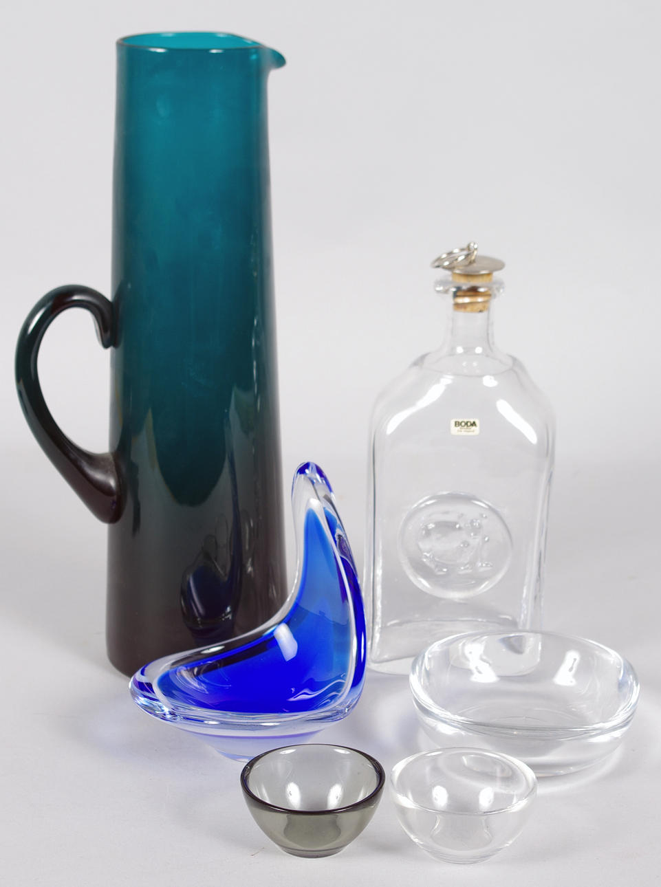 KARAFF, BRINGARE SAMT SKÅLAR, 6 delar.