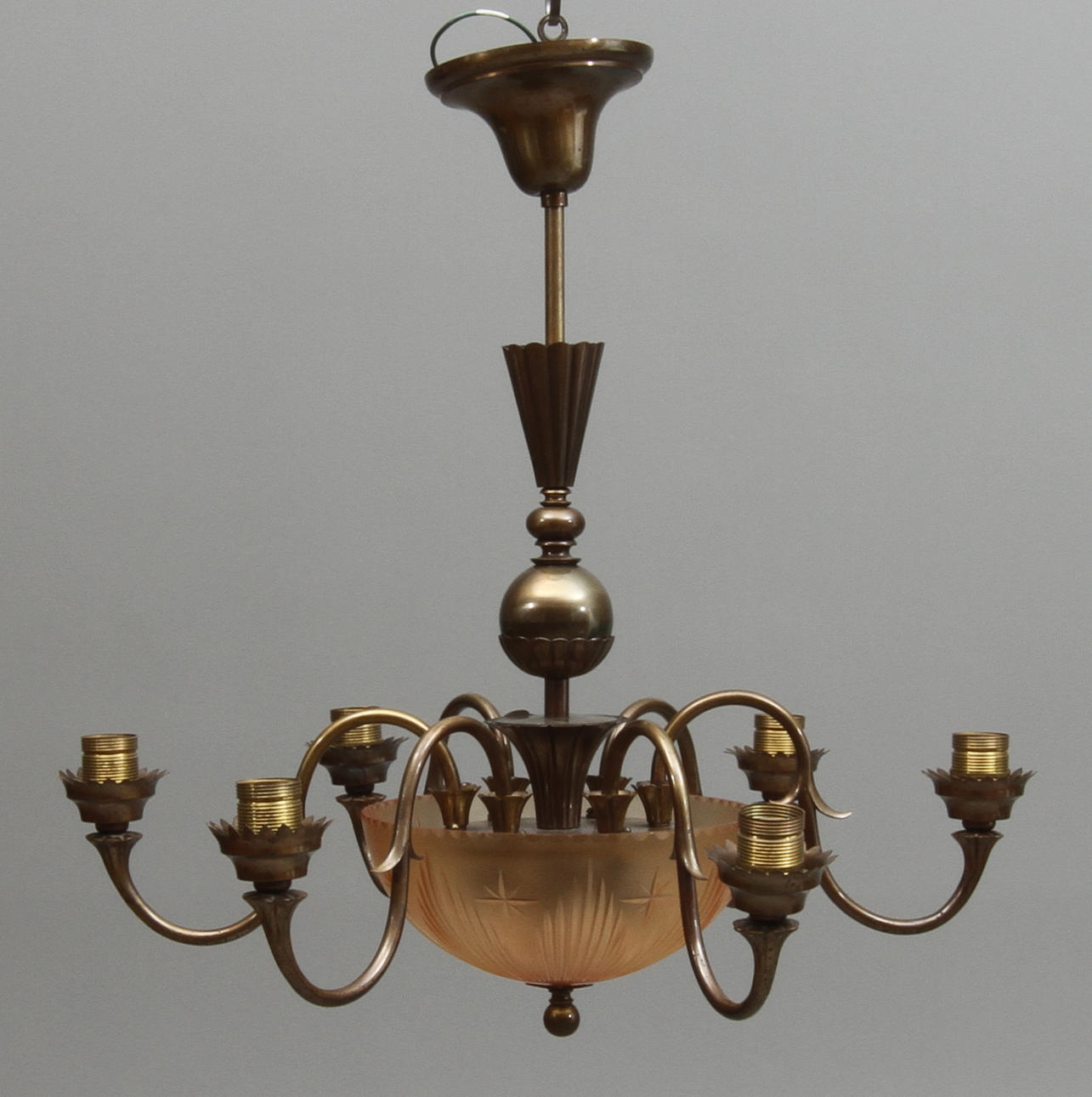 TAKLAMPA, Art Deco, 1920-tal, Möjligen Orrefors.